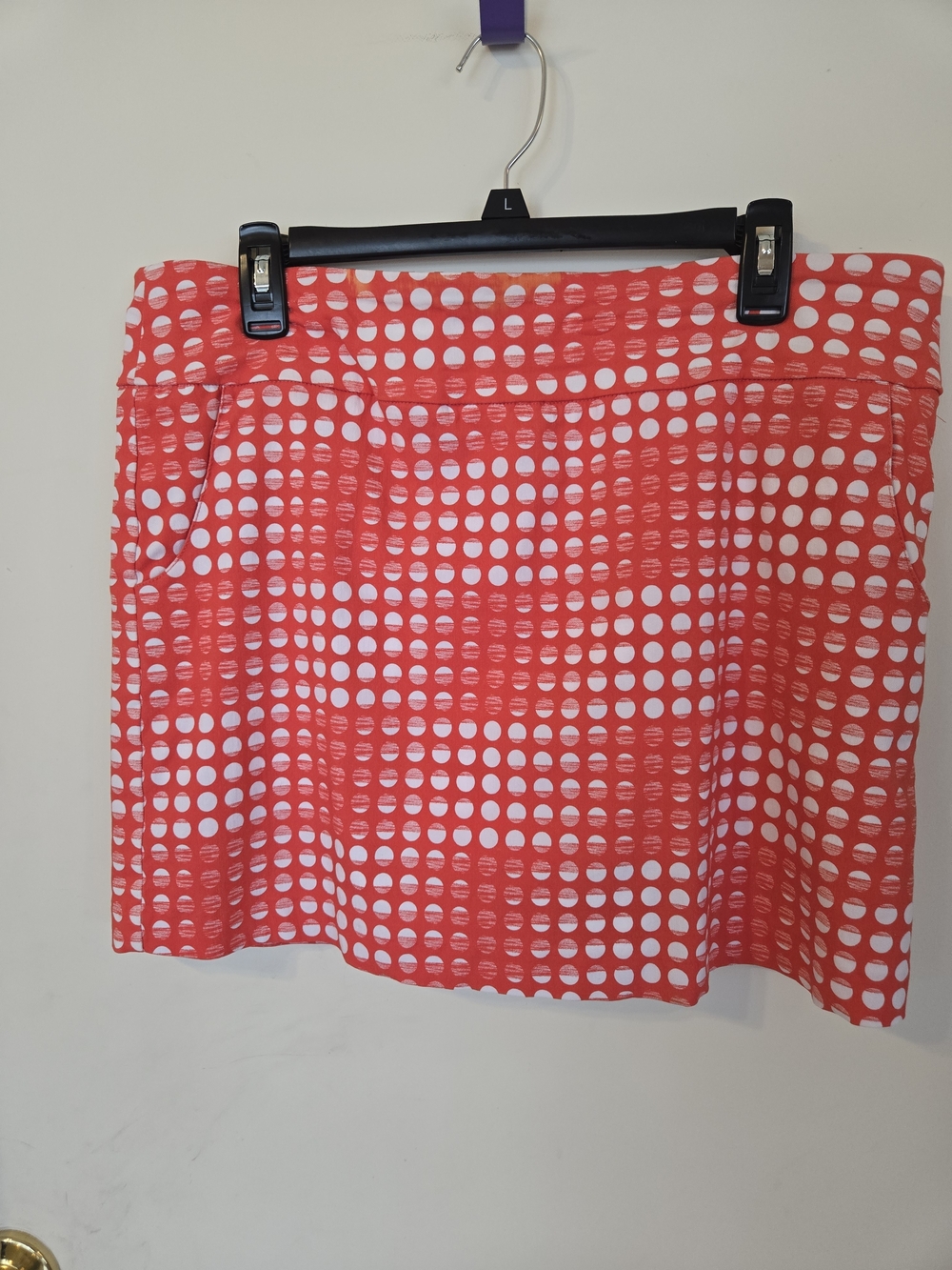 Women's Coral Polka Dot Skort